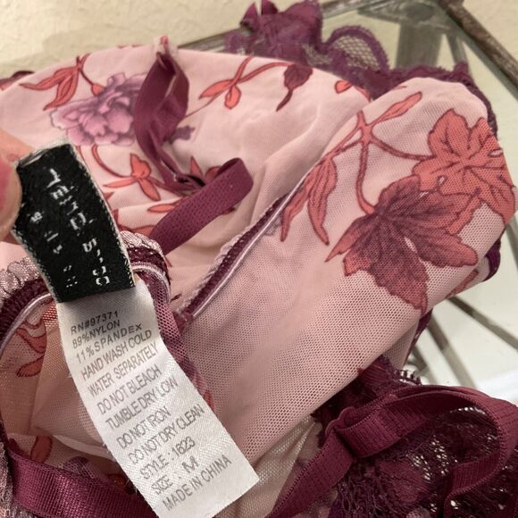 Donna L’Oren Gold Label Chemise Fairy Core Baby Doll floral purple size M Lace - Picture 6 of 9